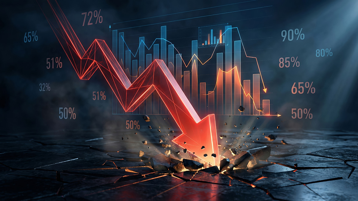 3D Finance Chart Red Arrow Loss